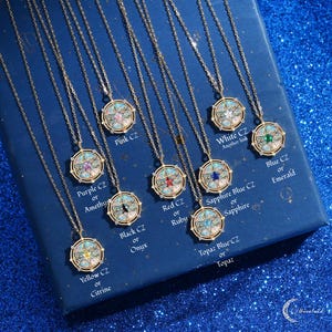 Vintage Opal Pendant North Star Compass Necklace Yellow Gold Celestial Jewelry Sun Moon Moissanite Star Pentagon Handmade Anniversary Gift Bild 15