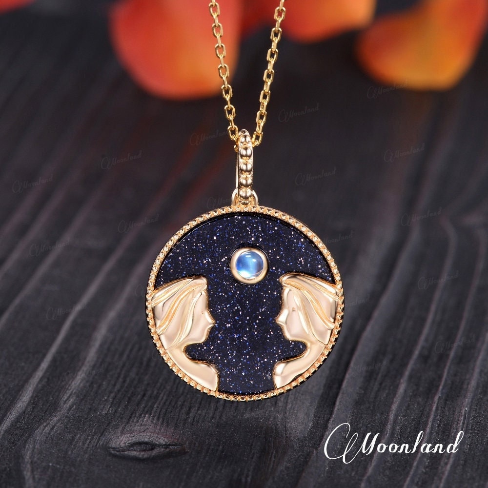 Collane in argento con segno zodiacale / Ciondolo Gemelli / Gioielli con oroscopo / Argento Sterling 925 / Aggiungi una pietra portafortuna - Italia