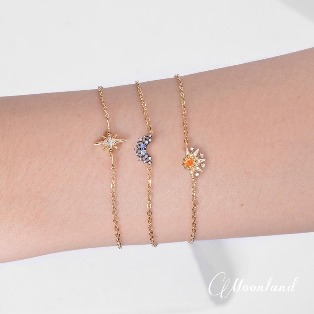 Sun Moon & Star Bracelet – Gold main image 0
