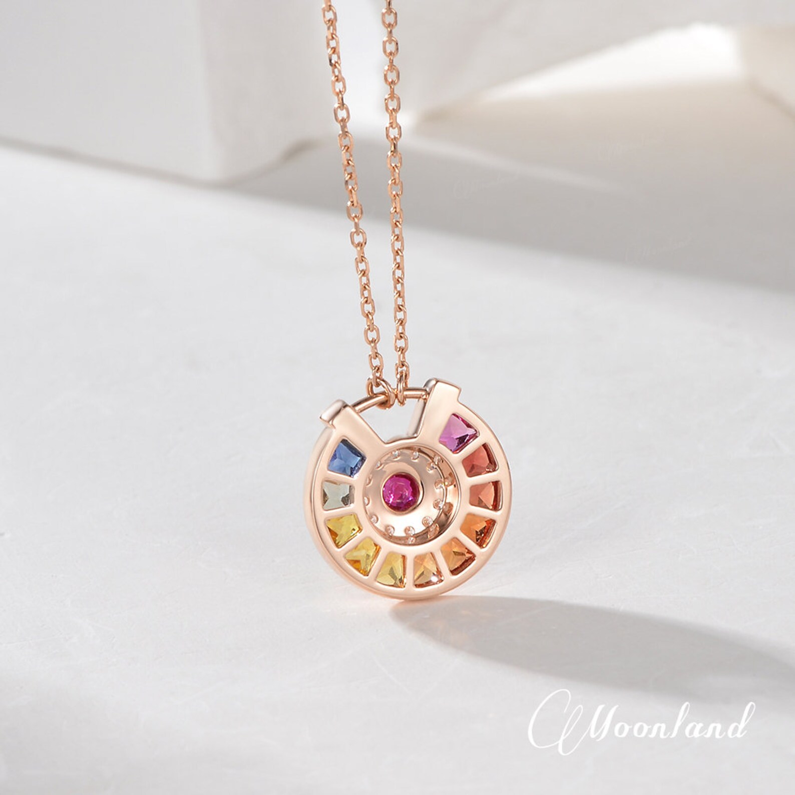 Rainbow Sapphire Fish Necklace main image 0