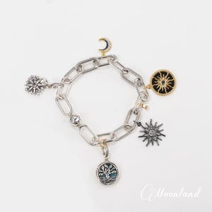 Leven en licht | 925 sterlingzilveren hemelse bedelarmband Sun Moon North Star-armband Bouw je eigen aangepaste bedelarmband Familiecadeau