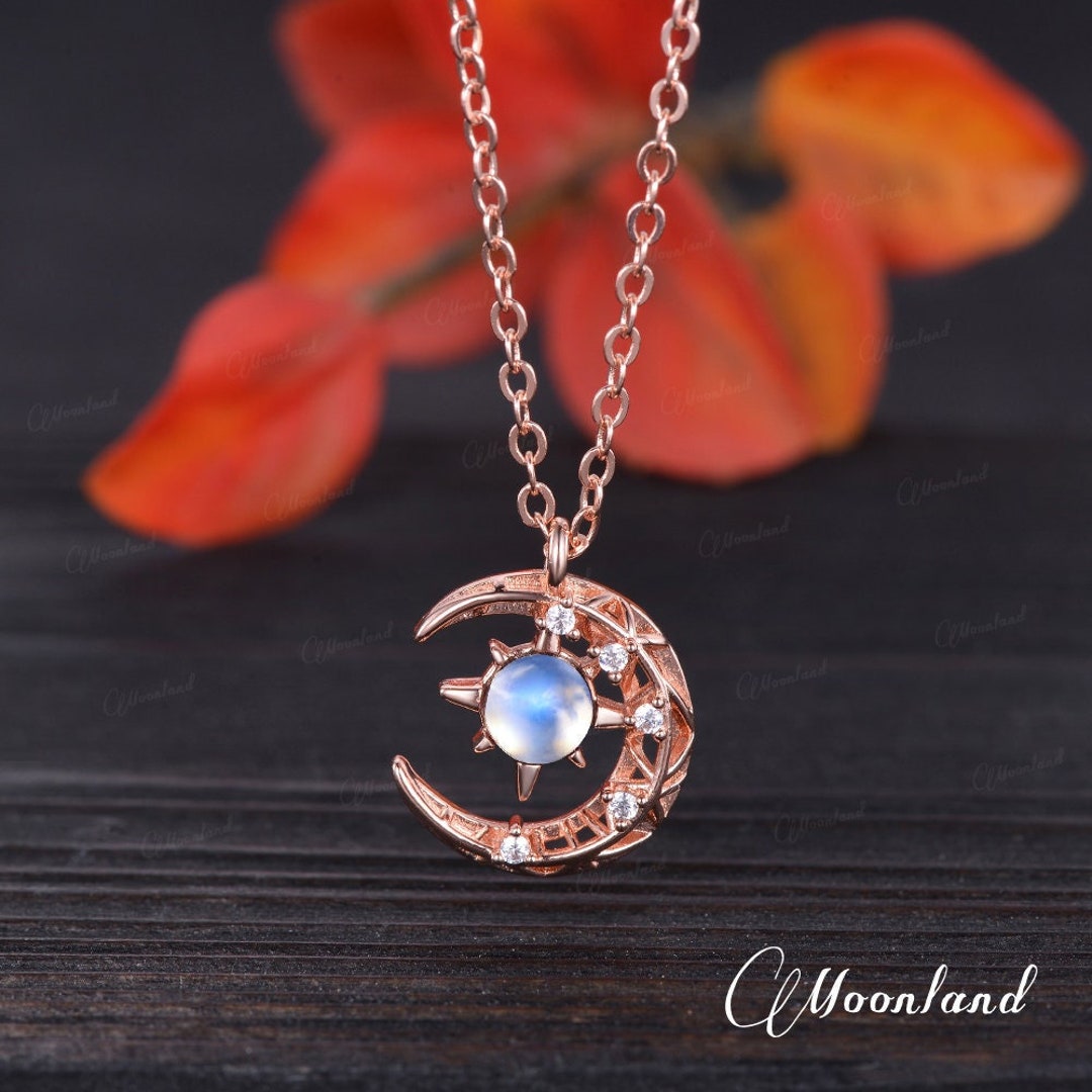 Moonstone Necklace Moon Pendant North Star Necklace Sun Pendant