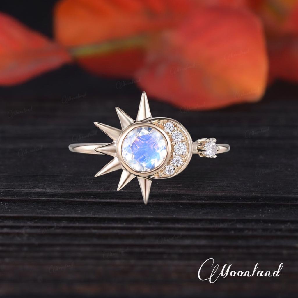 Unique Orange Sapphire Engagement Ring Yellow Gold Cluster