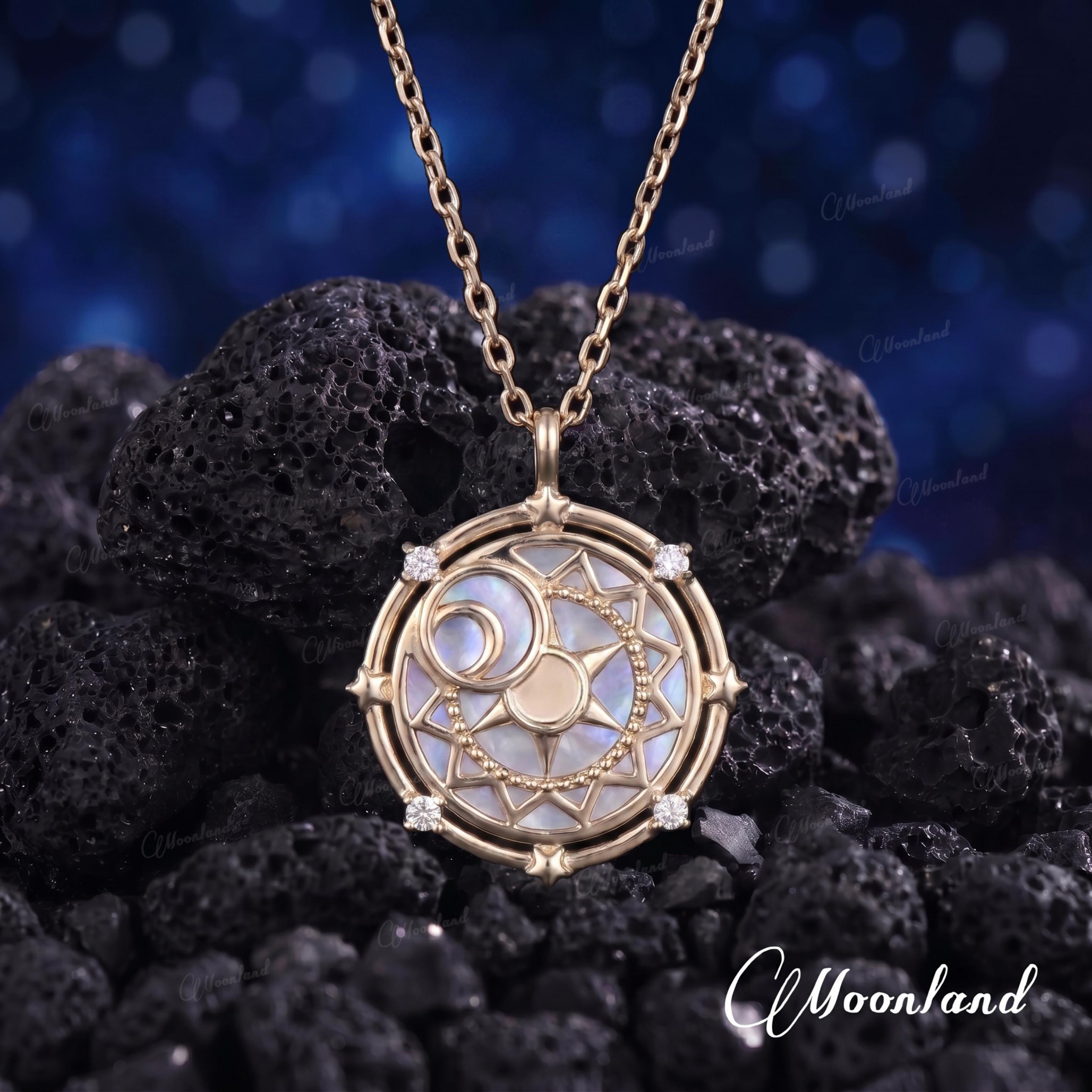 ★期間限定出品　現行品★STAR JEWELRY MOON & SUN Moonstone Necklace Sun Moon Star Yellow Gold North Star Pendant