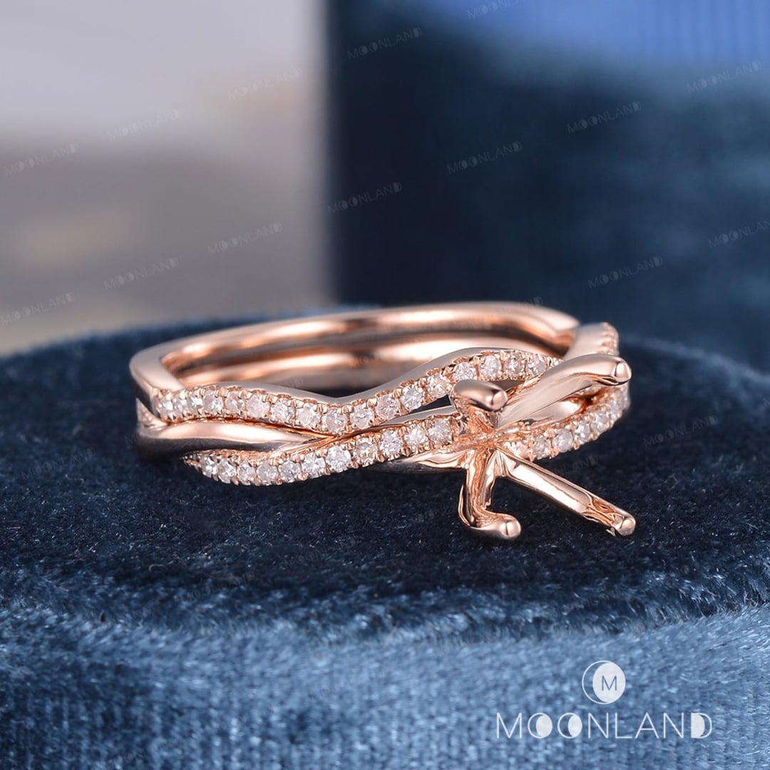 Diamond Ring Setting Set Custom Ring Setting Semi Mounting Rose Gold