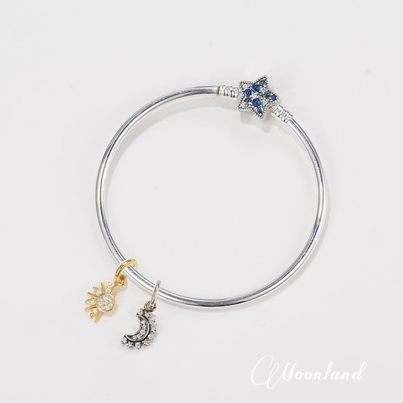 Half Light 925 Sterling Silver Half Sun and Moon Charm Bracelets