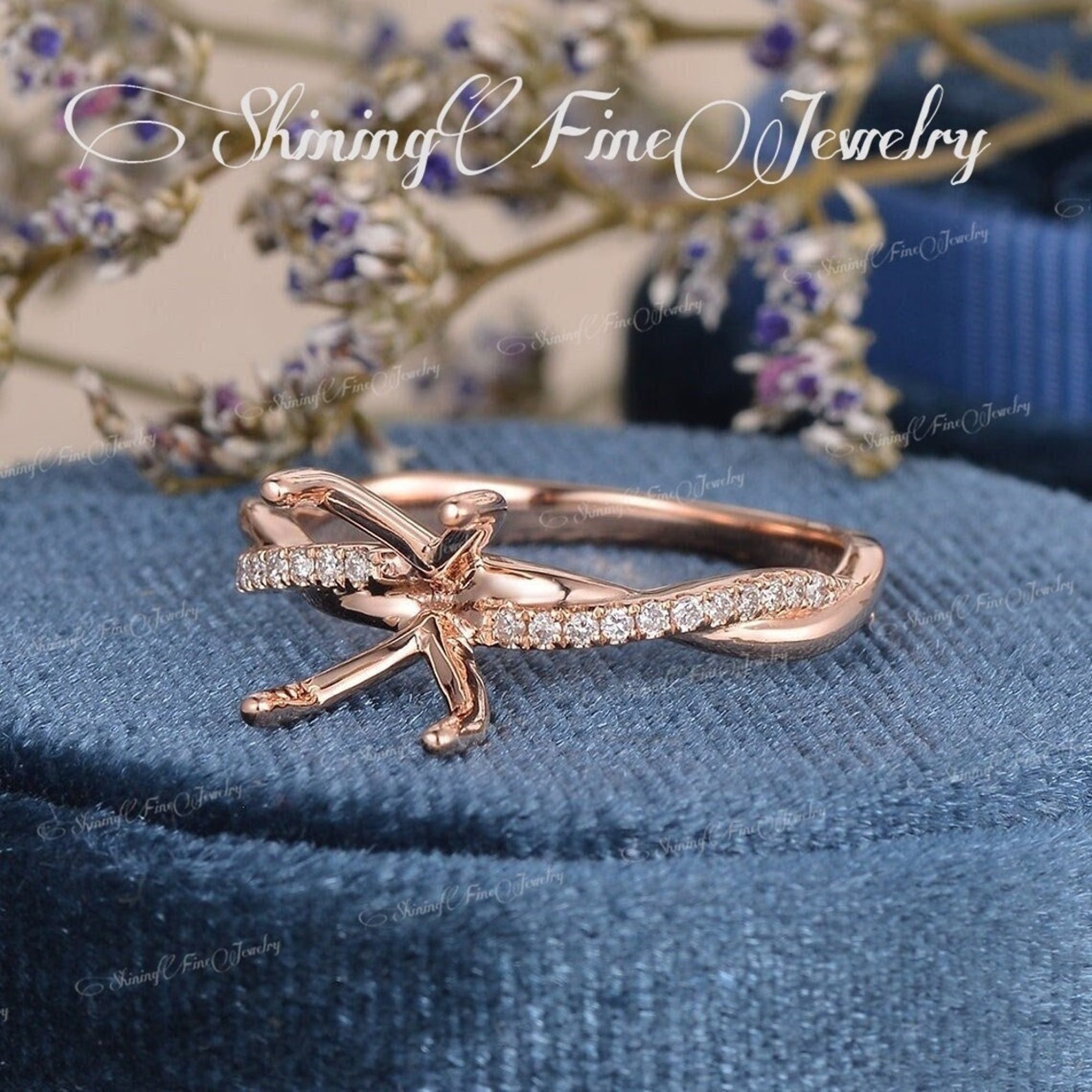 Diamond Ring Setting Custom Ring Setting Semi Mounting Rose Etsy