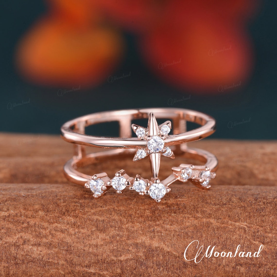 Unique North Star Ring Polar Star Ring Moissanite Celestial Ring ...