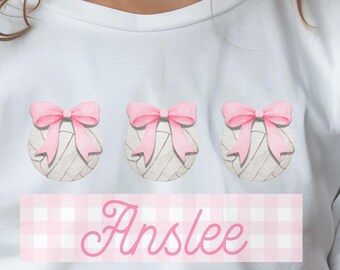 Personalized Volleyball Name Plate: Pink Bow Gingham Design (Digital Download)