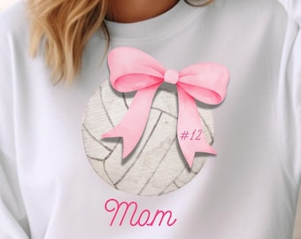 Coquette Volleyball Mom PNG: Watercolor Pink Bow Design (Digital Download)