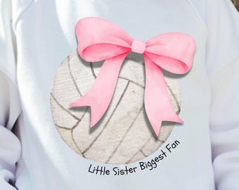 Volleyball Sister PNG: Pink Bow Fan Shirt Design (Digital Download)