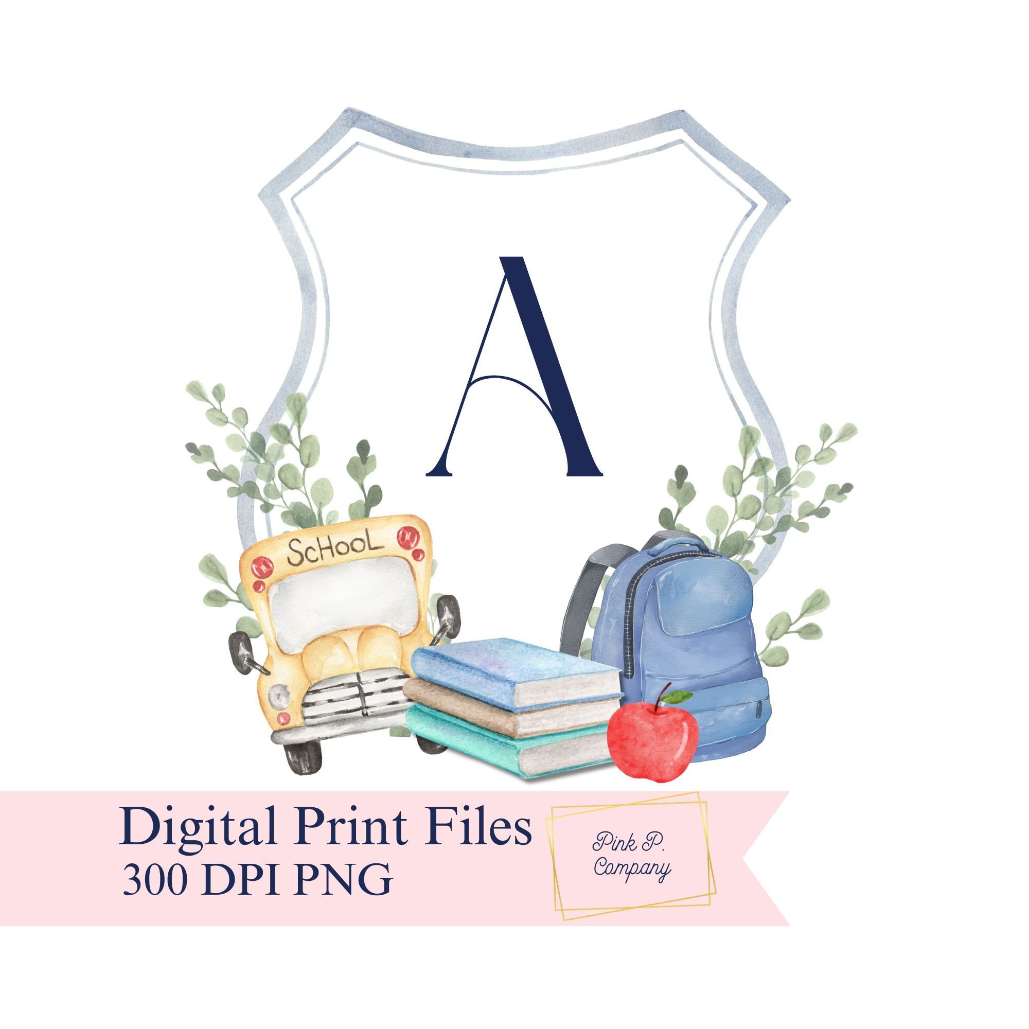 Custom Back-to-School Watercolor Crest Template for Teachers, Printable Classroom Decor, Teacher Appreciation Gift Digital Download