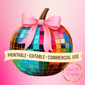 Trendy Disco Pumpkin PNG Clipart for Autumn Sublimation - Aesthetic Halloween Design