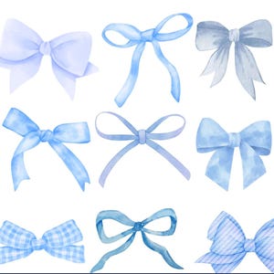 Chic Baby Blue Bow PNG: Trendy Sublimation Digital Download