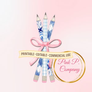 Watercolor School Clipart PNG: Preppy Pencils & Crayons (Digital Download