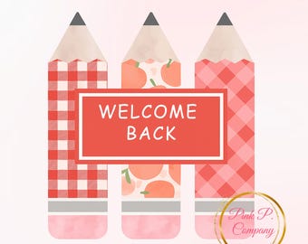 Watercolor Pencil Trio Monogram Frame PNG: Back-to-School Sublimation Design (Digital Download