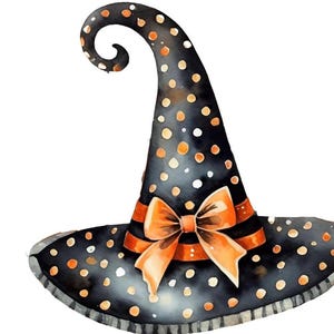 Cappello da strega di Halloween con pois e fiocco arancione in civetta - Perfetto per celebrazioni spettrali