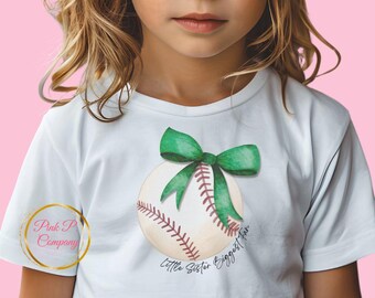 Baseball Sister Green Bow PNG: Coquette Design (Digital Download)