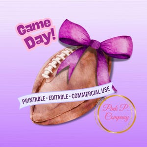 Coquette Football Shirt PNG: Purple Bow Game Day Design (Digital Download