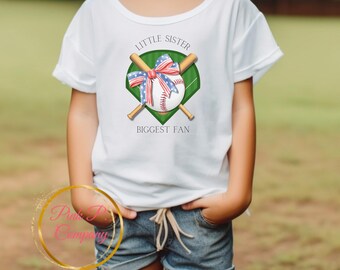 Lil Sister Baseball Coquette Bow PNG: Game Day Design (Digital Download)