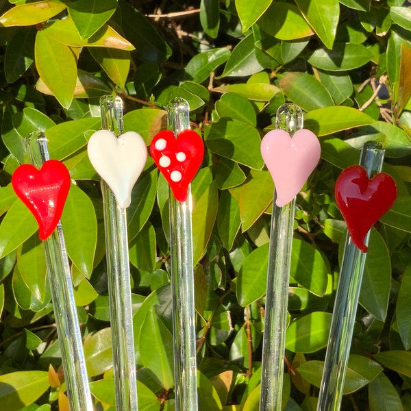 Swizzle Sticks with a heart; Set of 4 Swizzle Sticks with Hearts Valentines Day