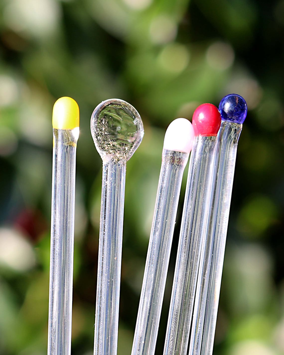 Clear Glass Swizzle sticks with colored ends stirring stick Etsy