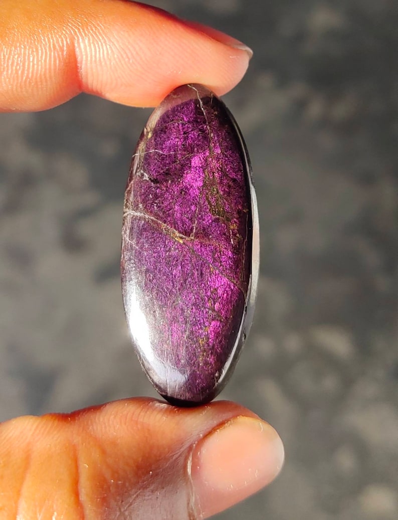 Natural Purpurite cabochon,43x18mm,63.80cts....#6498