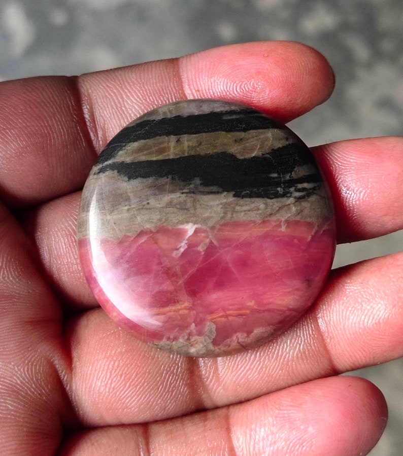 Natural pink Rhodonite cabochon,40x40mm,123.80cts....#6181