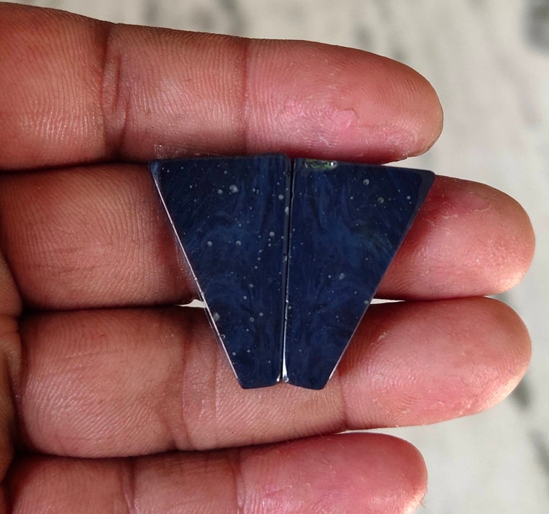 Natural Leland Blue Stone pair cabochons,37x16mm,36.95cts....#4541