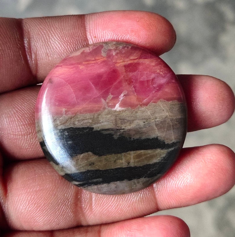 Natural pink Rhodonite cabochon,40x40mm,123.80cts....#6181