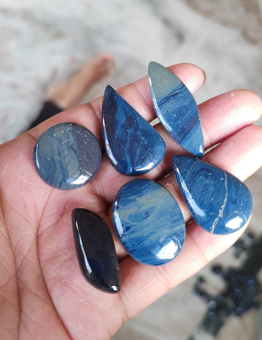 Natural 6pice lot Leland Blue stone Etsy