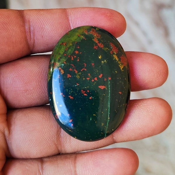 Natural Bloodstone cabochon,43x31mm,75cts....#8144