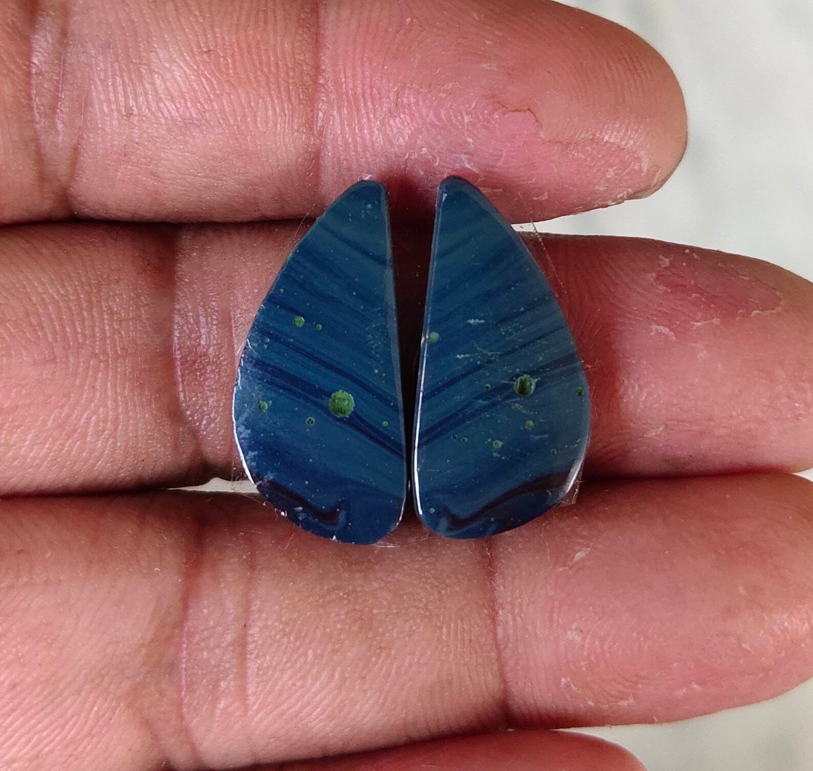 Natural Leland Blue Stone Pair Etsy