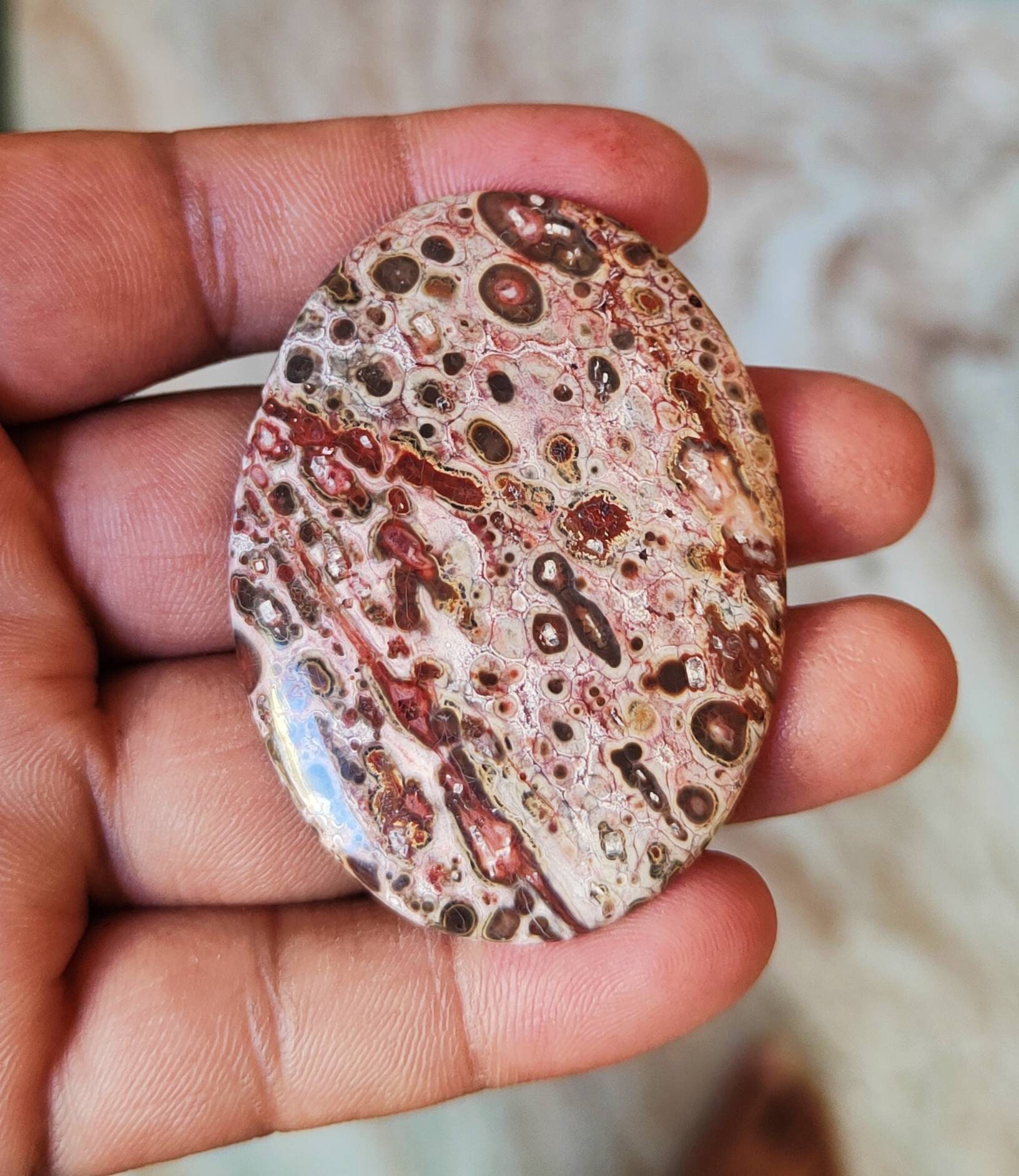 Only One Available Brown and Orange Jasper Cab 40x30mm Natural Leopard Skin Jasper Cabochon Large Oval One Of A Kind As Seen In Image