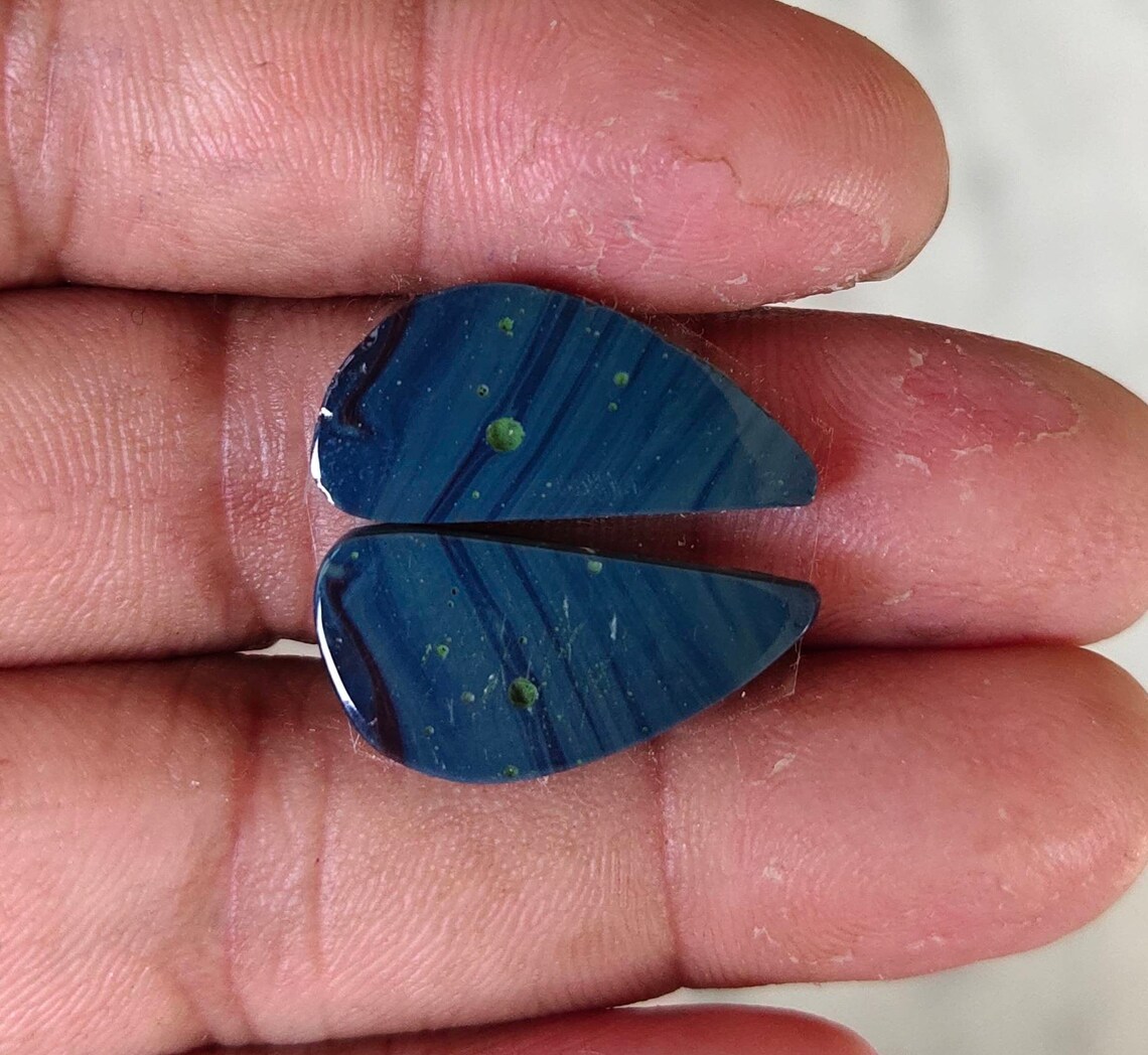 Natural Leland Blue Stone Pair Etsy