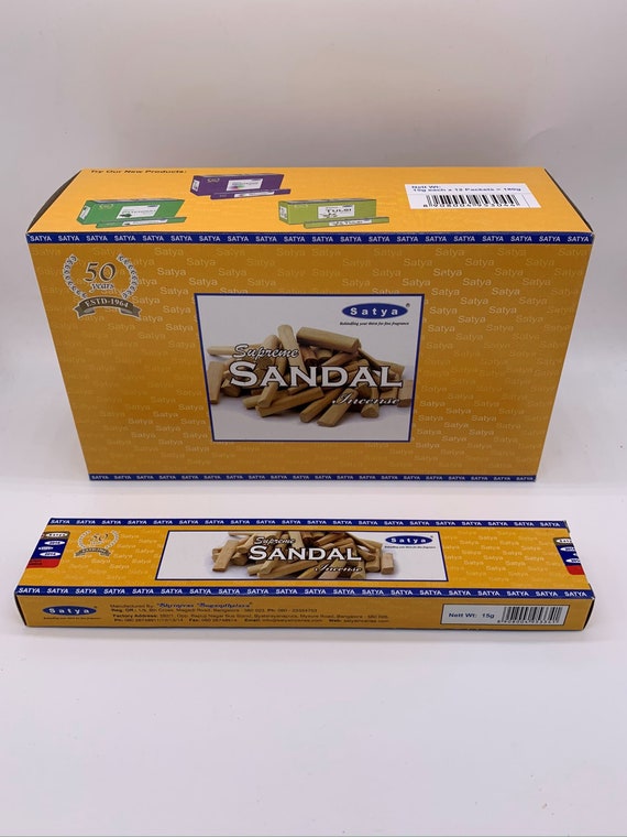 Satya Nag Champa Supreme Sandal Incense Sticks 15 Gram Box Etsy