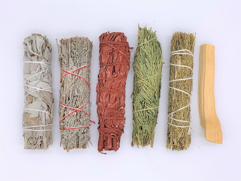 Palo Santo Cedar Desert White 6X Sage Smudge Stick Sampler Blue Dragons Blood