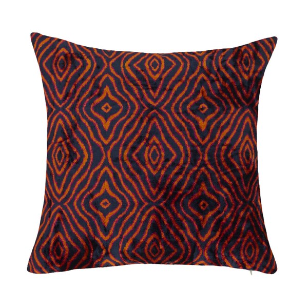 Geometric Black Orange Cotton Ikat Indoor Cushion