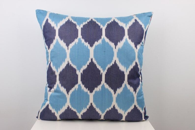 Velvet Cushion Cover Blue Black 24x24 Vintage Decor Velvet Pillow Case Cotton Silk Zippered Bohemian Eclectic Decor 60x60 cm