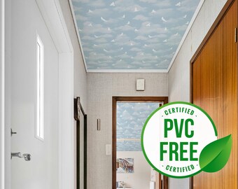 Plafond rêveur d'oiseaux du ciel bleu Papier peint | amovible ou papier peint non encollé - sans PVC | Papier peint autocollant