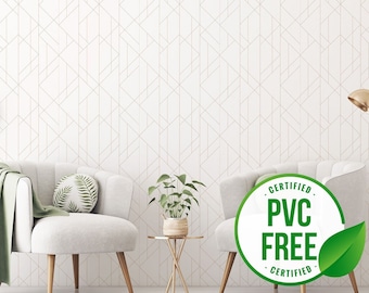 Modern geometric wallpaper | Contemporay Peel and Stick wallpaper or Unpasted wallpaper - PVC-Free | Geometric self-adhesive wallpaper