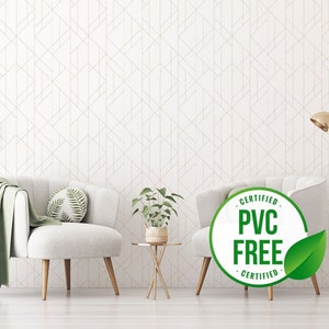 Modern geometric wallpaper | Contemporay Peel and Stick wallpaper or Unpasted wallpaper - PVC-Free | Geometric self-adhesive wallpaper