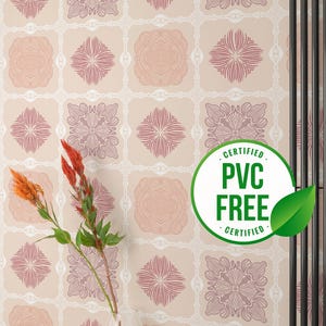 Rosa Vintage Keramikfliesen von Sara T | Ablösbare Tapete oder ungeklebte Tapete - PVC-Frei | Damast Selbstklebende Tapete