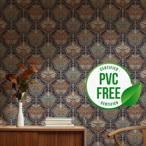 Teal and Black Elegance by Sara T | Removable Peel and Stick wallpaper or Unpasted wallpaper - PVC-Free | Damask Self-adhesive wallpaper