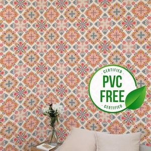 Geometrische Blüten von Sara T | Ablösbare Tapete oder ungeklebte Tapete - PVC-Frei | Damast Selbstklebende Tapete