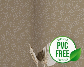 Brown floral wallpaper | Removable Peel and Stick wallpaper or Unpasted wallpaper - PVC-Free |  Self-adhesive wallpaper