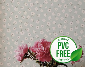 Gray and pink floral wallpaper | Removable Peel and Stick wallpaper or Unpasted wallpaper - PVC-Free |  Self-adhesive wallpaper