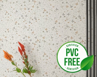 Beige floral wallpaper | Removable Peel and Stick wallpaper or Unpasted wallpaper - PVC-Free |  Self-adhesive wallpaper