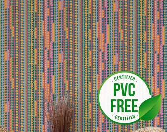 Orange and green vintage wallpaper | Removable Peel and Stick wallpaper or Unpasted wallpaper - PVC-Free | Bold Self-adhesive wallpaper