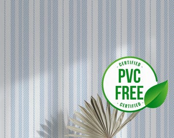 Light Blue and Beige Striped wallpaper | Removable Peel and Stick wallpaper or Unpasted wallpaper - PVC-Free | Self-adhesive wallpaper